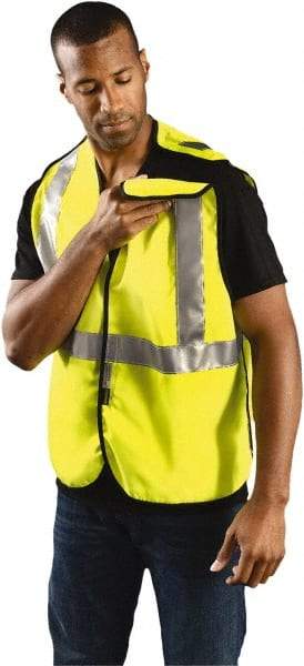 OccuNomix - Size 5XL Flame Resistant/Retardant Yellow Solid Breakaway Vest - 60 to 62" Chest, ANSI 107-2015, ASTM F1506, ATPV=7.1 cal/Sq cm, NFPA 70E/HRC=1, Hook & Loop Closure, Polyester Blend - Apex Tool & Supply