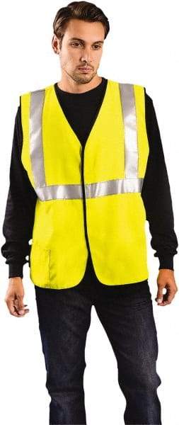 OccuNomix - Size 5XL Flame Resistant/Retardant Yellow Solid General Purpose Vest - 60 to 62" Chest, ANSI 107-2015, NFPA 2112, ASTM F1506, ATPV=8.6 cal/Sq cm, NFPA 70E/HRC=2, Hook & Loop Closure, 1 Pocket, Modacrylic/Aramid Blend - Apex Tool & Supply