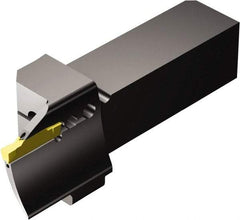 Sandvik Coromant - QS-R/LF123..C..E..-B, External, Right Hand, 25mm Max Depth of Cut, Indexable Grooving Tool Holder - N123L2-0800-0008-TF Insert Compatibility, 25mm Shank Height, 25mm Shank Width, 126.82mm OAL, Through Coolant - Apex Tool & Supply