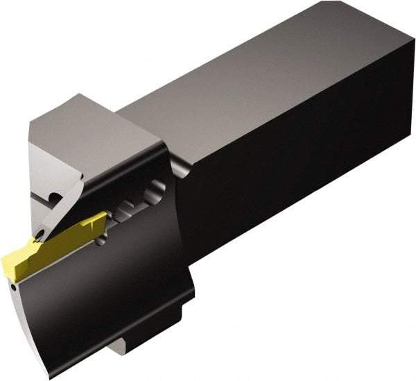 Sandvik Coromant - QS-R/LF123..C..E..B, External, Left Hand, 19.05mm Max Depth of Cut, Indexable Grooving Tool Holder - N123G2-0300-0003-TF Insert Compatibility, 25.4mm Shank Height, 25.4mm Shank Width, 122.22mm OAL, Through Coolant - Apex Tool & Supply