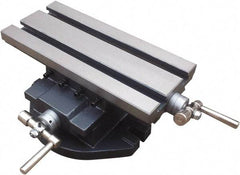 Interstate - 5-1/2" Table Width x 11-13/16" Table Length, 3.94" Cross Travel x 7.09" Longitudinal Travel, Slide Machining Table - 4.84" Overall Height, Two 5/8" Longitudinal T Slots - Apex Tool & Supply