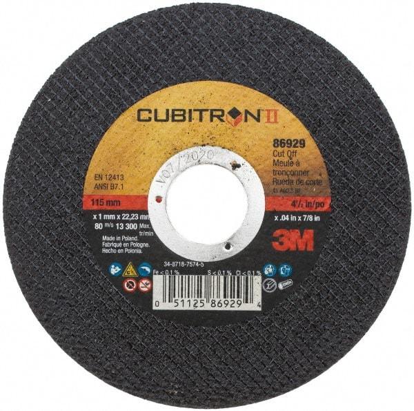 3M - 4-1/2" 60 Grit Ceramic Cutoff Wheel - 0.04" Thick, 7/8" Arbor, 13,300 Max RPM, Use with Angle Grinders - Apex Tool & Supply