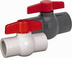 Hayward - 1-1/2" Pipe, Full Port, PVC Miniature Ball Valve - Inline - One Way Flow, FNPT Ends, Tee Handle, 150 WOG - Apex Tool & Supply