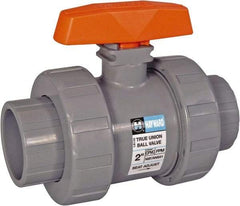 Hayward - 1/2" Pipe, Full Port, PVC Full Port Ball Valve - Bi-Directional, Socket x Thread Ends, Tee Handle, 250 WOG - Apex Tool & Supply