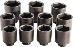 Proto - 11 Piece 1" Drive Full Polish Finish Deep Well Impact Socket Set - 6 Points, 3-1/8" to 4-1/2" Range, Inch Measurement Standard - Apex Tool & Supply