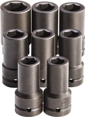 Proto - 8 Piece 1" Drive Full Polish Finish Deep Well Impact Socket Set - 6 Points, 7/8" to 1-1/2" Range, Inch Measurement Standard - Apex Tool & Supply