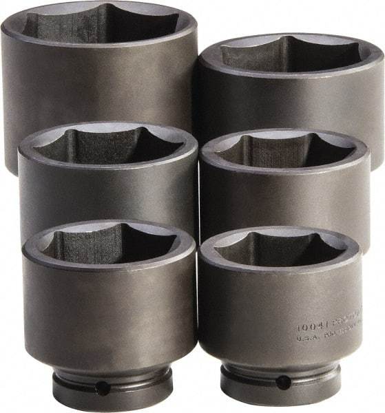 Proto - 6 Piece 1" Drive Full Polish Finish Impact Socket Set - 6 Points, 2-9/16" to 3-7/8" Range, Inch Measurement Standard - Apex Tool & Supply