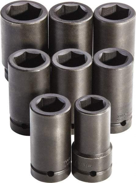 Proto - 8 Piece 1" Drive Full Polish Finish Deep Well Impact Socket Set - 6 Points, 27mm to 41mm Range, Metric Measurement Standard - Apex Tool & Supply