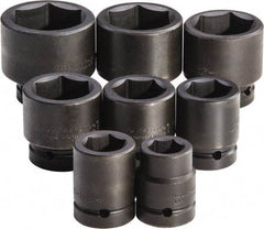 Proto - 8 Piece 1" Drive Full Polish Finish Deep Well Impact Socket Set - 6 Points, 1-1/16" to 2-3/8" Range, Inch Measurement Standard - Apex Tool & Supply