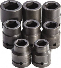 Proto - 8 Piece 1" Drive Full Polish Finish Deep Well Impact Socket Set - 6 Points, 7/8" to 1-1/2" Range, Inch Measurement Standard - Apex Tool & Supply