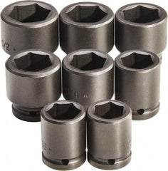 Proto - 8 Piece 3/4" Drive Standard Deep Impact Socket Set - 6 Points, 1 to 1-1/2", Inch Measurement Standard - Apex Tool & Supply