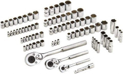 Proto - 81 Piece 1/4", 3/8" & 1/2" Drive Full Polish Finish Deep Well Socket Set - 6, 12 Points, 1/4" to 13/16" (4mm to 19mm) Range, Inch/Metric Measurement Standard - Apex Tool & Supply