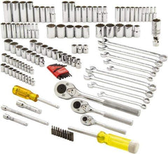 Proto - 125 Piece 1/4", 3/8" & 1/2" Drive Full Polish Finish Deep Well Socket Set - 6, 8, 12 Points, 1/4" to 13/16" (4mm to 24mm) Range, Inch/Metric Measurement Standard - Apex Tool & Supply