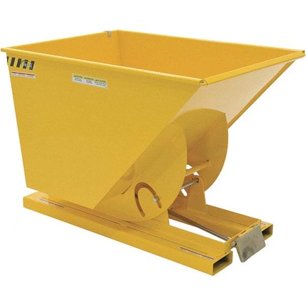 Vestil - 590 Lb Load Capacity, 1 Cu Yd, Steel Self-Dumping Hopper - 41-9/16" Wide x 61-1/8" Long x 42-3/4" High, Yellow - Apex Tool & Supply