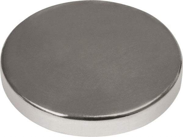 Mag-Mate - 1" Diam x 3/16" High Neodymium Rare Earth Magnet - 38.4 Lb Max Capacity, 180°F Max, Nickel Plated - Apex Tool & Supply