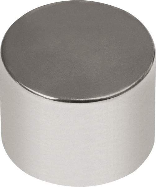 Mag-Mate - 1/2" Diam x 1/2" High Neodymium Rare Earth Magnet - 14.66 Lb Max Capacity, 180°F Max, Nickel Plated - Apex Tool & Supply