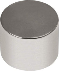 Mag-Mate - 1/2" Diam x 1/2" High Neodymium Rare Earth Magnet - 14.66 Lb Max Capacity, 180°F Max, Nickel Plated - Apex Tool & Supply