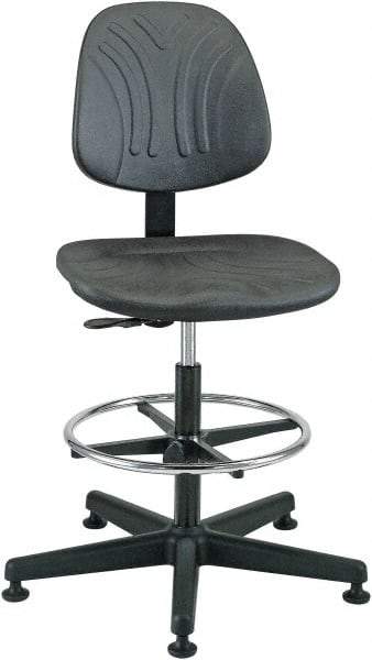 Bevco - 19 to 26-1/2" High Pneumatic Height Adjustable Chair - 27" Wide x 27" Deep, Polyurethane Seat, Black - Apex Tool & Supply