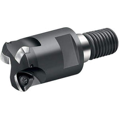 Walter - 15° Lead Angle, 1-1/4" Max Cut Diam, 0.699" Min Cut Diam, 0.059" Max Depth of Cut, Indexable Chamfer & Angle End Mill - 3 Inserts, P 2633.-R14 Insert Style, 69mm OAL, Through Coolant, Threaded Shank - Apex Tool & Supply