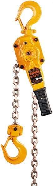 Harrington Hoist - 5,500 Lb Lifting Capacity, 5' Lift Height, Lever Hoist - Made from Chain, 81 Lb Avg Pull to Lift Rated Load, 1 Chain - Apex Tool & Supply