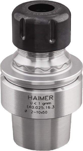 HAIMER - 1/8" to 5/8" Capacity, 3.15" Projection, HSK40E Hollow Taper, ER25 Collet Chuck - 0.0001" TIR, Through-Spindle & DIN Flange Coolant - Exact Industrial Supply