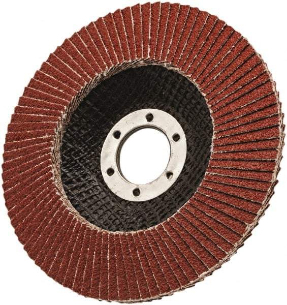 3M - 40 Grit, 7" Disc Diam, 7/8" Center Hole, Type 27 Ceramic Flap Disc - 8,600 Max RPM, Cloth Backing, Arbor Attaching System, Coated - Apex Tool & Supply
