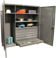 Strong Hold - 4 Shelf 6 Bin Locking Storage Cabinet - Steel, 72" Wide x 24" Deep x 78" High, Dark Gray - Apex Tool & Supply
