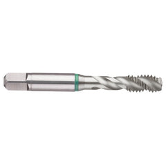 ‎M4 × 0.7 3FL 6H Cobalt Spiral Flute Semi-Bott Green Ring Tap-Bright-40 Degree Helix - Apex Tool & Supply