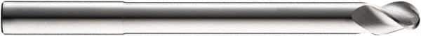 SGS - 1/2" Diam, 5/8" LOC, 3 Flute Solid Carbide Ball End Mill - Uncoated, Single End, 5" OAL, 1/2" Shank Diam, Spiral Flute - Apex Tool & Supply
