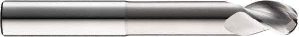 SGS - 1" Diam, 1-1/4" LOC, 3 Flute Solid Carbide Ball End Mill - Uncoated, Single End, 5" OAL, 1" Shank Diam, Spiral Flute - Apex Tool & Supply