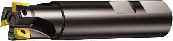 Sandvik Coromant - 1-1/2" Cut Diam, 10.01mm Max Depth of Cut, 1-1/4" Shank Diam, 4.001" OAL, Indexable Square Shoulder End Mill - Multiple Insert Styles, Weldon Shank, 90° Lead Angle, Through Coolant, Series CoroMill 390 - Apex Tool & Supply