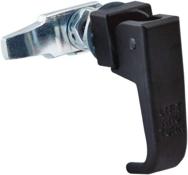 Made in USA - 2-1/4" Long x 3/4" Wide x 2.78" High, Lift & Turn Compression Latch - Zinc Plated Steel, with Black Powder Coat Finish - Apex Tool & Supply