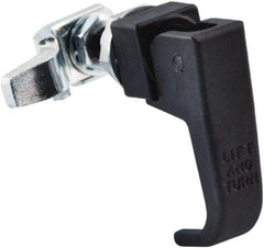 Made in USA - 2-1/4" Long x 3/4" Wide x 2.78" High, Lift & Turn Compression Latch - Zinc Plated Steel, with Black Powder Coat Finish - Apex Tool & Supply