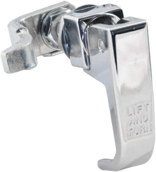 Made in USA - 2-1/4" Long x 3/4" Wide x 2.78" High, Lift & Turn Compression Latch - Zinc Plated Steel, with Polished Chrome Finish - Apex Tool & Supply