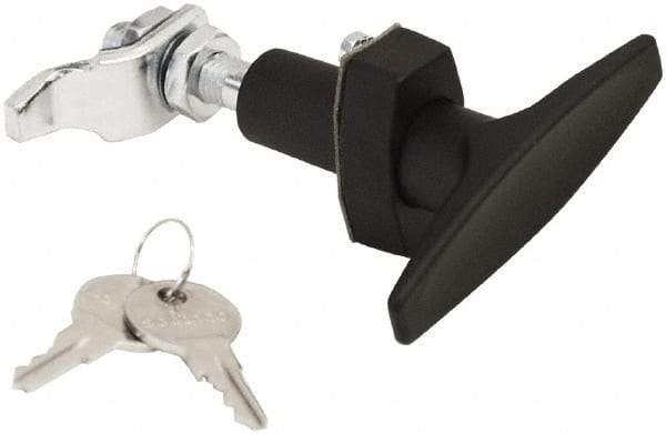 Made in USA - 3.33" Long x 0.88" Wide x 3-1/4" High, Compression Latch - Zinc Plated Steel, with Black Powder Coat Finish - Apex Tool & Supply