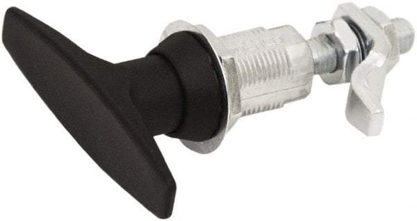 Made in USA - 3.52" Long x 0.88" Wide x 3-1/4" High, Compression Latch - Zinc Plated Steel, with Black Powder Coat Finish - Apex Tool & Supply