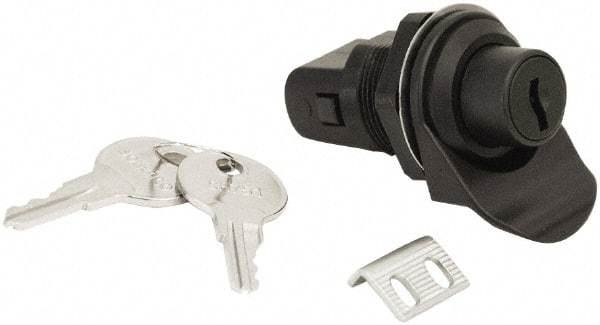 Made in USA - 2.07" Long x 1.13" Wide x .98" High, Push Knob Latch - Plastic, with Black Finish - Apex Tool & Supply