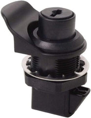 Made in USA - 2.07" Long x 1.13" Wide x .98" High, Push Knob Latch - Plastic, with Black Finish - Apex Tool & Supply