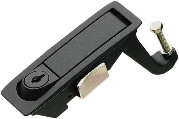 Made in USA - 4.29" Long x 1.61" Wide x 3.31" High, Lever Latch - Zinc Plated Steel, with Black Powder Coat Finish - Apex Tool & Supply