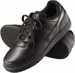 Genuine Grip - Women's Wide Width Plain Work Shoe - Black, Leather Upper, Rubber Outsole, 4" High, Dielectric, Non-Slip - Apex Tool & Supply