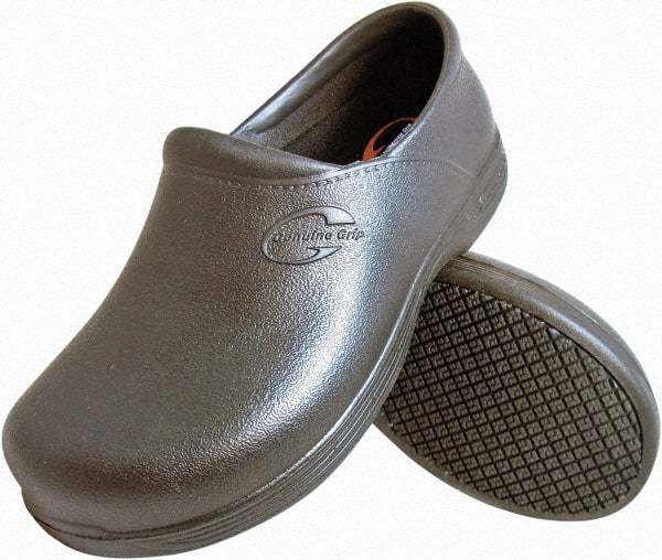 Genuine Grip - Women's Medium Width Plain Work Shoe - Black, EVA Upper, Rubber Outsole, 4" High, Dielectric, Non-Slip, Waterproof - Apex Tool & Supply