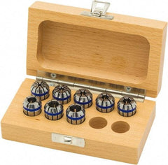 Parlec - 8 Piece, 3mm to 10mm Capacity, ER Coolant Collet Set - 0.00008" TIR, Series ERos16 - Exact Industrial Supply
