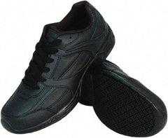 Genuine Grip - Men's Size 8 Wide Width Plain Work Shoe - Black, Leather Upper, Rubber Outsole, 4" High, Dielectric, Non-Slip - Apex Tool & Supply