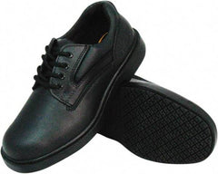 Genuine Grip - Women's Wide Width Steel Work Shoe - Black, Leather Upper, Rubber Outsole, 4" High, Dielectric, Non-Slip - Apex Tool & Supply