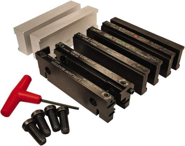 Jet Machining - 6" Jaw Width, " Jaw Height, Standard Vise Jaw Sets - Hardened Steel - Apex Tool & Supply