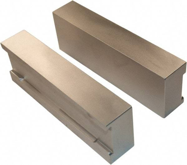Jet Machining - 6" Wide x 2" High x 1-1/8" Thick, Flat/No Step Vise Jaw - Soft, Aluminum, Moveable Jaw, Compatible with 6" Vises - Apex Tool & Supply