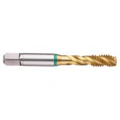 2-56 2B 3-Flute Cobalt Green Ring Semi-Bottoming 40 degree Spiral Flute Tap-TiN - Apex Tool & Supply