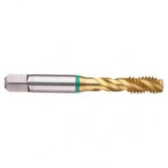 2-56 2B 3-Flute Cobalt Green Ring Semi-Bottoming 40 degree Spiral Flute Tap-TiN - Apex Tool & Supply