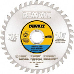 DeWALT - 5-1/2" Diam, 25/32" Arbor Hole Diam, 40 Tooth Wet & Dry Cut Saw Blade - Steel, Crosscutting Action, Standard Round Arbor - Apex Tool & Supply