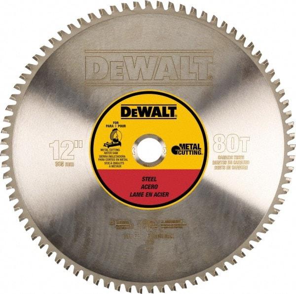 DeWALT - 12" Diam, 1" Arbor Hole Diam, 80 Tooth Wet & Dry Cut Saw Blade - Steel, Crosscutting Action, Standard Round Arbor - Apex Tool & Supply
